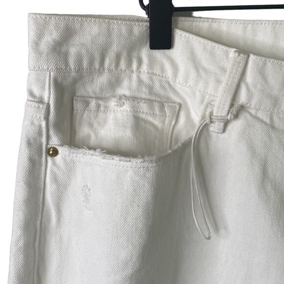 Frame Le Garcon Straight Leg High Rise Distressed Jeans Rigid Destroyed Holes - Picture 6 of 16